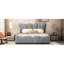 Lit plateforme tapissier en velours gris - Style polyvalent et sensation de confort moderne-1651505013