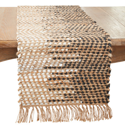 Rustic Two-Tone Leather Table Runner