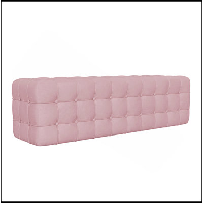 All Covered Velvet Upholstered Ottoman, Rectangular Footstool, Bedroom Footstool, No Assembly Required, Elegant And Luxurious, Pink