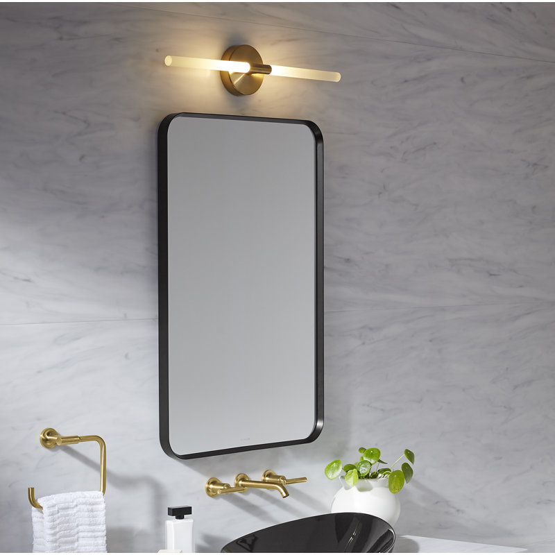 KOHLER Essential Rectangular Wall Mirror, Bathroom / Vanity Mirror with Frame, Matte Black, 60" x 28"