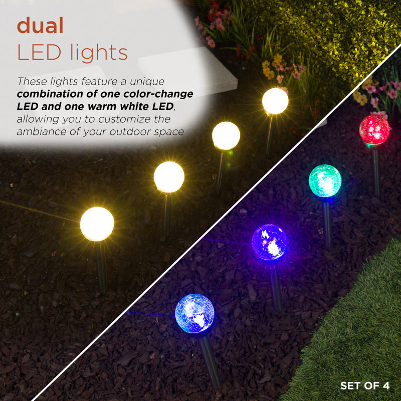15"H Solar Glass Ball Color Changing LED Lights
