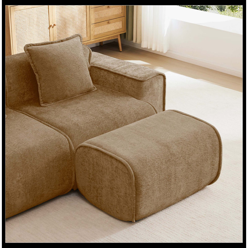 Repose-pieds Harrison en velours - brun