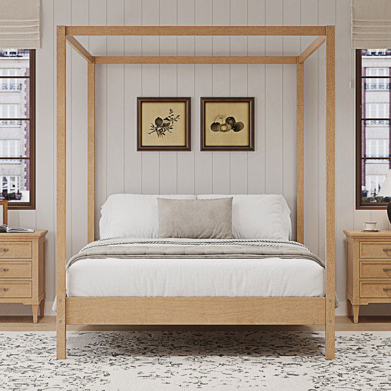 King Size Canopy Bed Frame, Four Poster Platform Bed