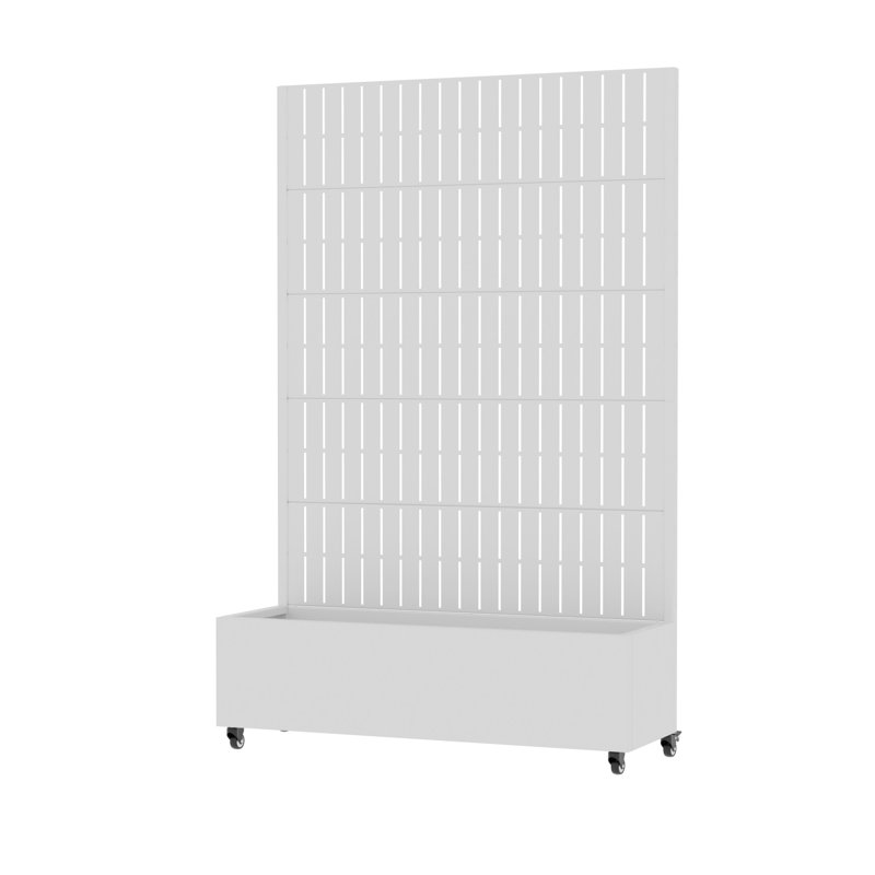 Lit de jardin en métal avec treillis et roues H 6 pi x l 4 pi - blanc, Blanc