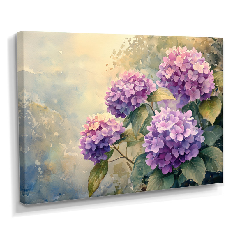 Hortensias dans la brume d'été - art mural hortensias, H 24 po x l 32 po, Toile tendue, Ne s’applique pas