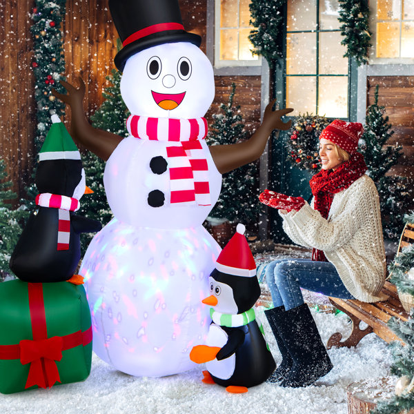 The Holiday Aisle® Snowman & Penguins Christmas Inflatable | Wayfair