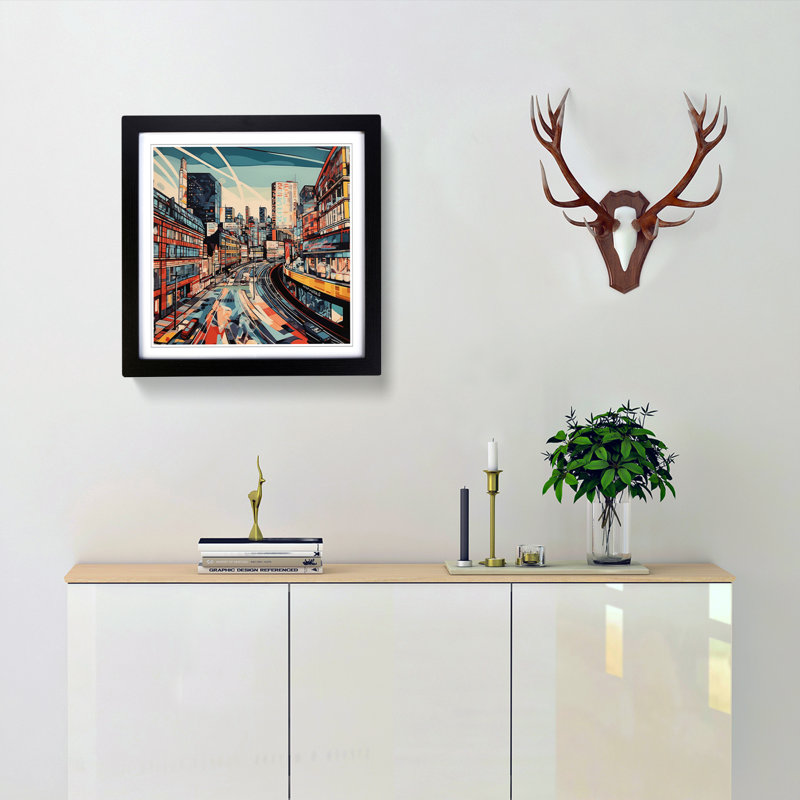 City Of Manchester Futurism - Framed Print, Black