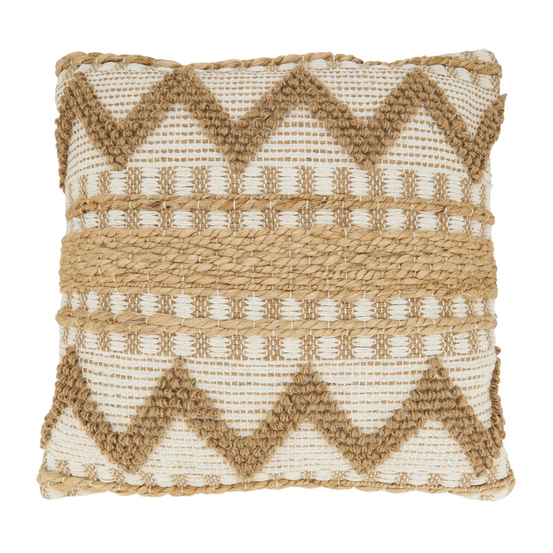 Breland Collection Geometric Cotton Blend Throw Pillow, Down Blend, Ivory