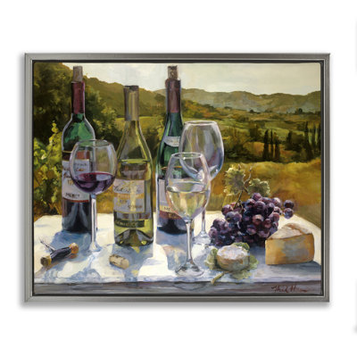 Art encadré flottant "Wine and Cheese Vineyard" par Marilyn Hageman