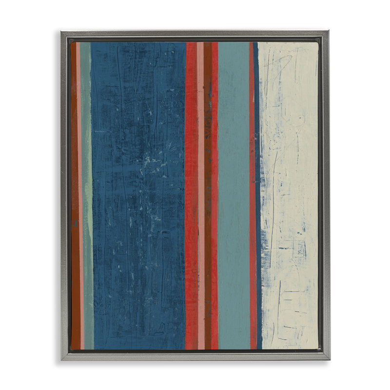 «Farmhouse Rustic Stripes Floater» par Pippin Schupbach, Cadre flottant gris lustré, H 31 po x l 25 po