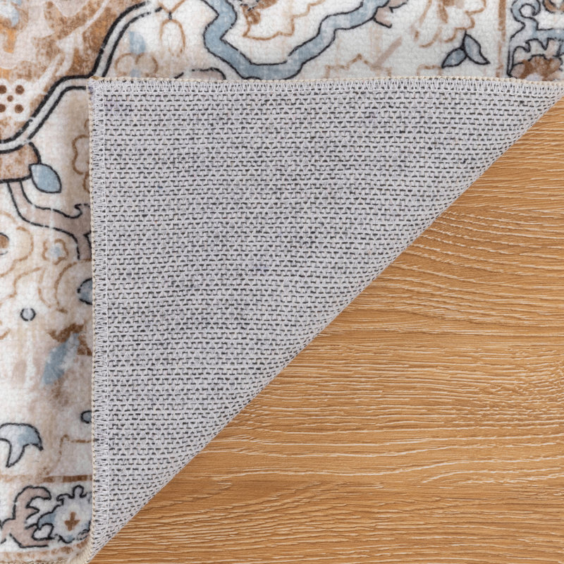 Tapis de cuisine antidérapant lavable à la machine, Brun / Beige
