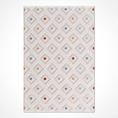 Tapis blanc moderne en polyester Eckhardt résistant aux taches et facile à nettoyer