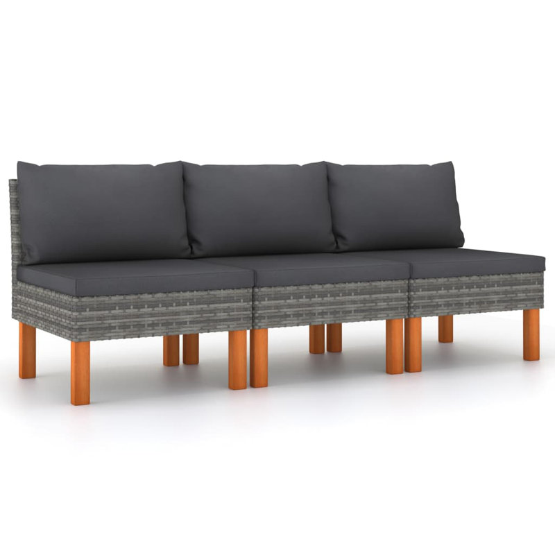23.8" Wide Patio Sofa with Cushions, Gray, Anthracite