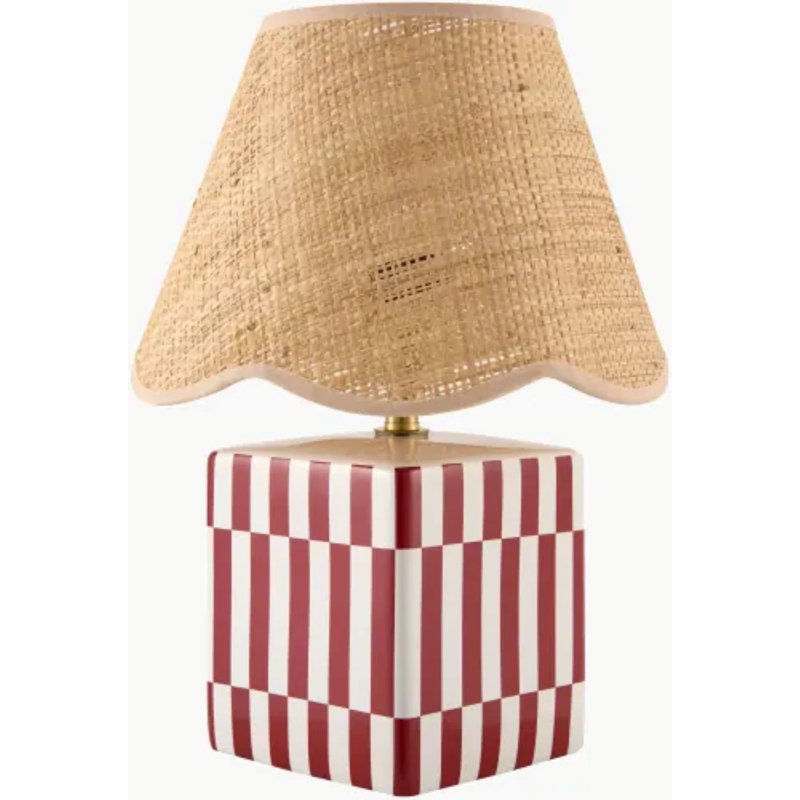 Lampe de table Evert, Rouge, Beige, Rotin
