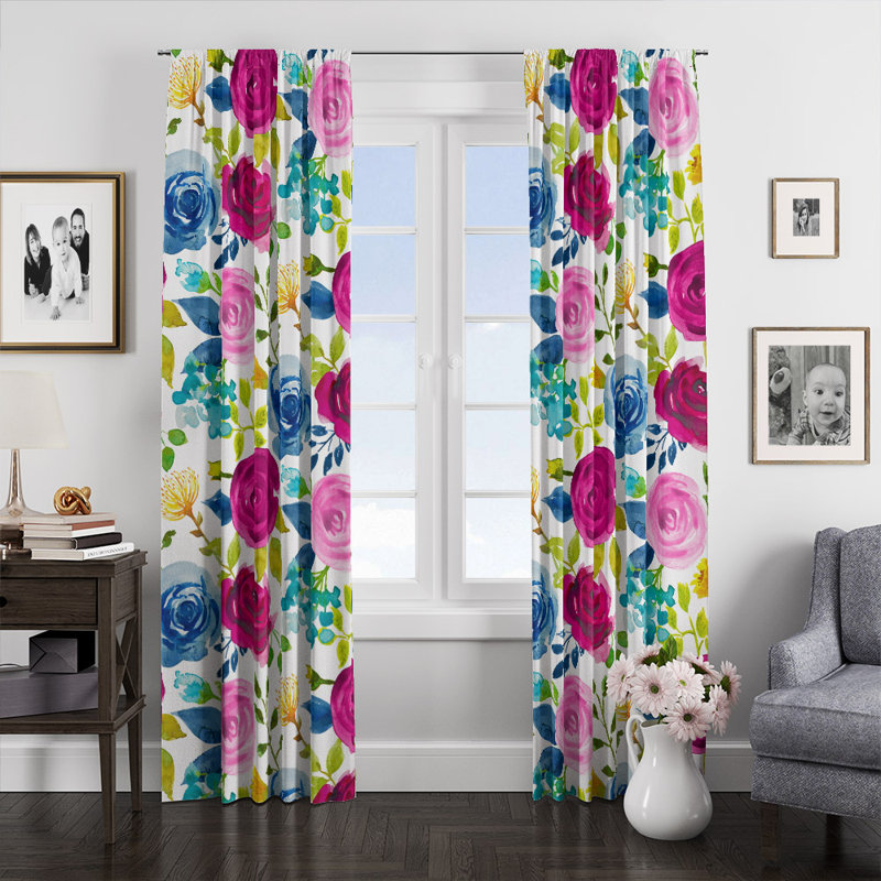 Panneaux de rideaux semi-transparents à motif floral, L 56 po x L 78 po