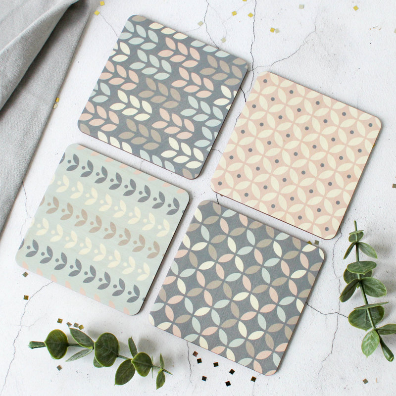 Wood Round 4 Piece Coaster Set