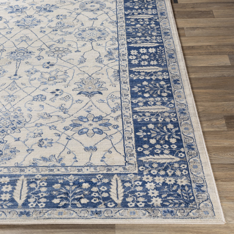 Tapis bleu / beige Swaney, Rectangle 6 pi 7 po x 9 pi 6 po