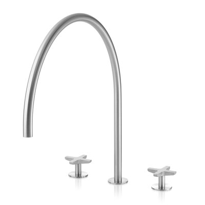 Acquaco Linki Quattro Deck Mount Three-Hole Two Handle Widespread Bathroom Lavatory Faucet