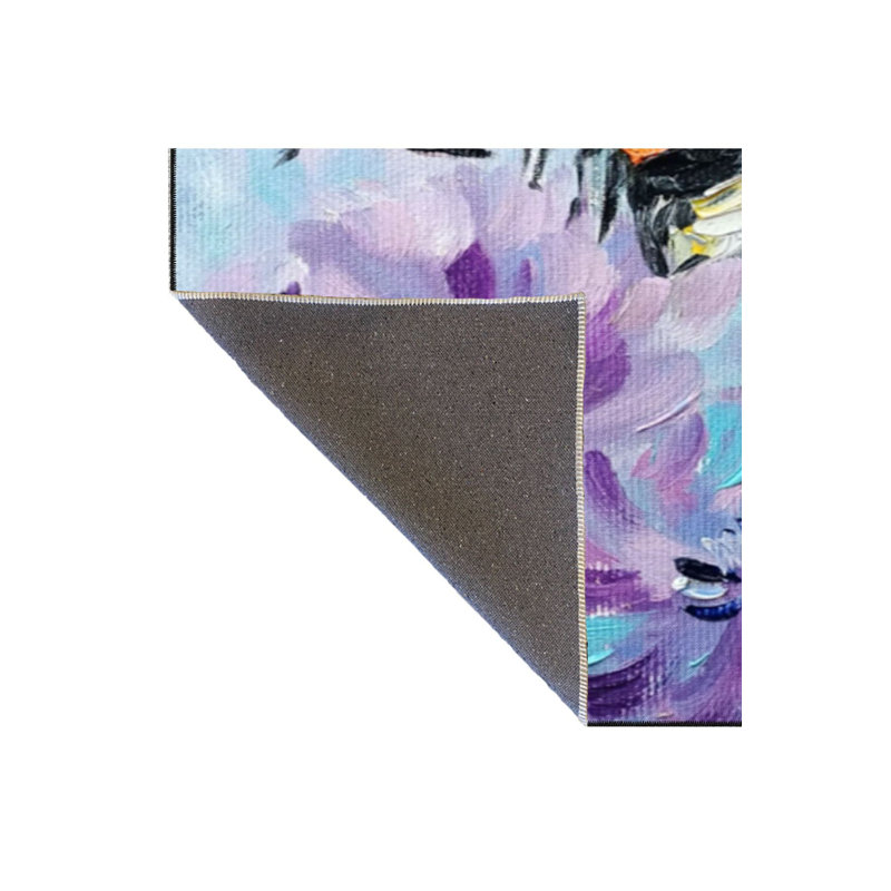 Tapis tissé à motif abeille lavable à la machine, Carré 4 pi 11 po