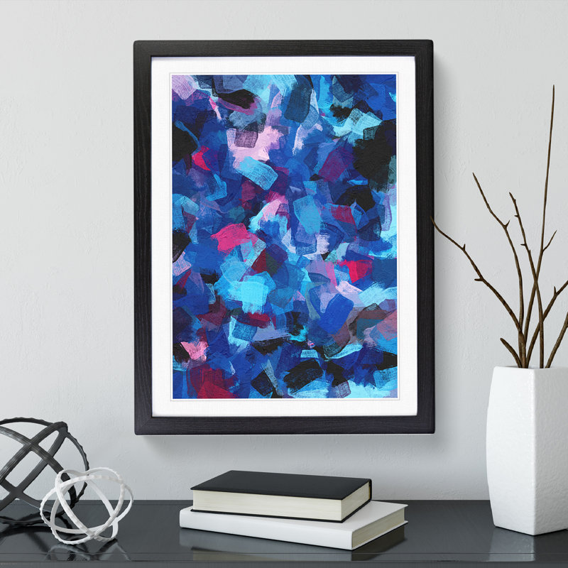 Moon Up High Abstract - Single Picture Frame Painting, Black Framed, 64cm H x 46cm W x 2cm D