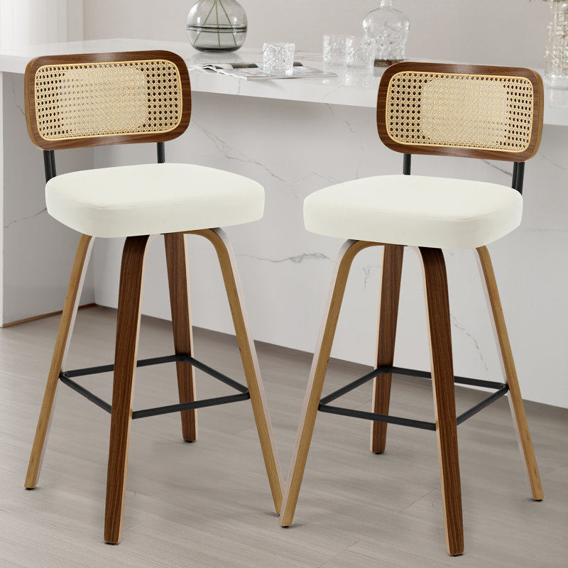 Tabouret de bar et de comptoir Julieza, Blanc, Tabouret de bar (siège d'une hauteur de 29 po), Brun
