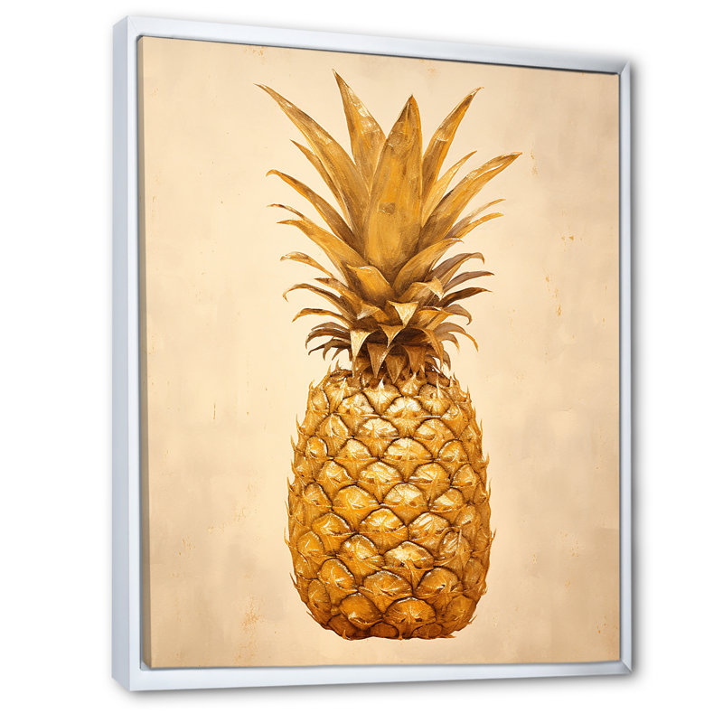 Pinapple Golden Grove II sur toile, Cadre flottant blanc, H 44 po x l 34 po x P 1,5 po