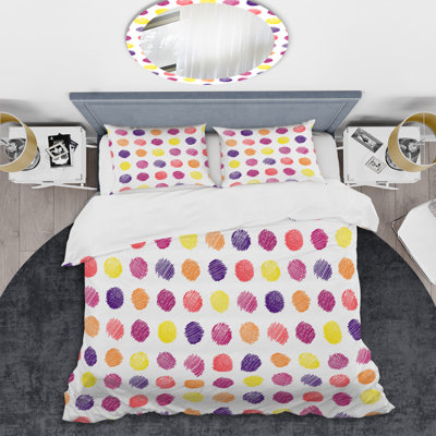 Motif de cercles multicolores - ensemble de housse de couette abstrait - polyester microfibre