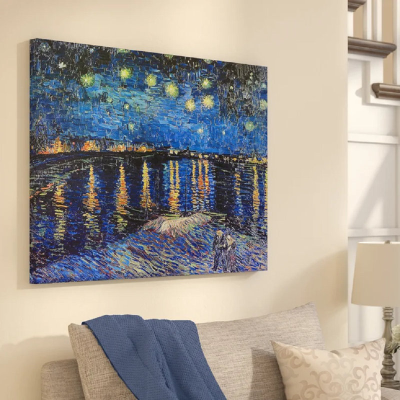 Starry Night Over The Rhone by Vincent Van Gogh - Wrapped Canvas Painting, 18" H x 24" W x 0.75" D