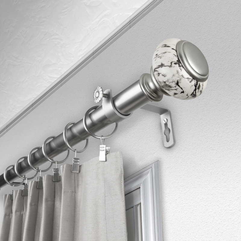 Tringle à rideaux simple nisswa, H 2,75 po x l 120 po x P 3,63 po, Nickel satiné