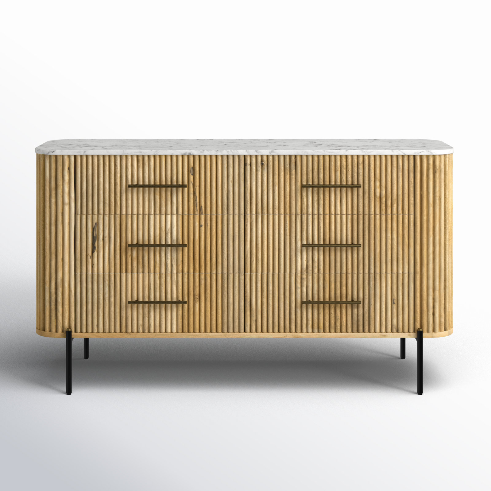 Carmela White Marble & Mango 6-Drawer Dresser
