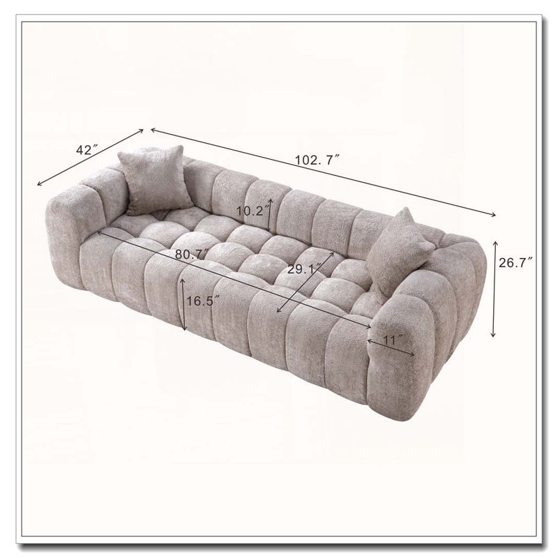 102.7" Oversized Cloud Compressed Sofa, Camel