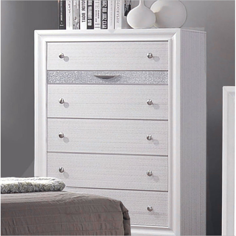 Commode rectangulaire à 6 tiroirs Sana, Blanc