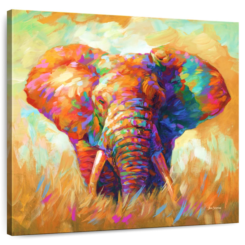 Crowle, l'éléphant coloré I, H 30 po x l 30 po