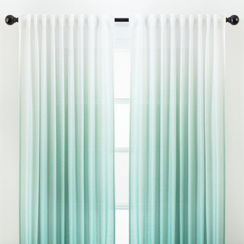 Rideaux semi-transparents avec passe-tringle Carolie, Turquoise, L 52 po x L 96 po