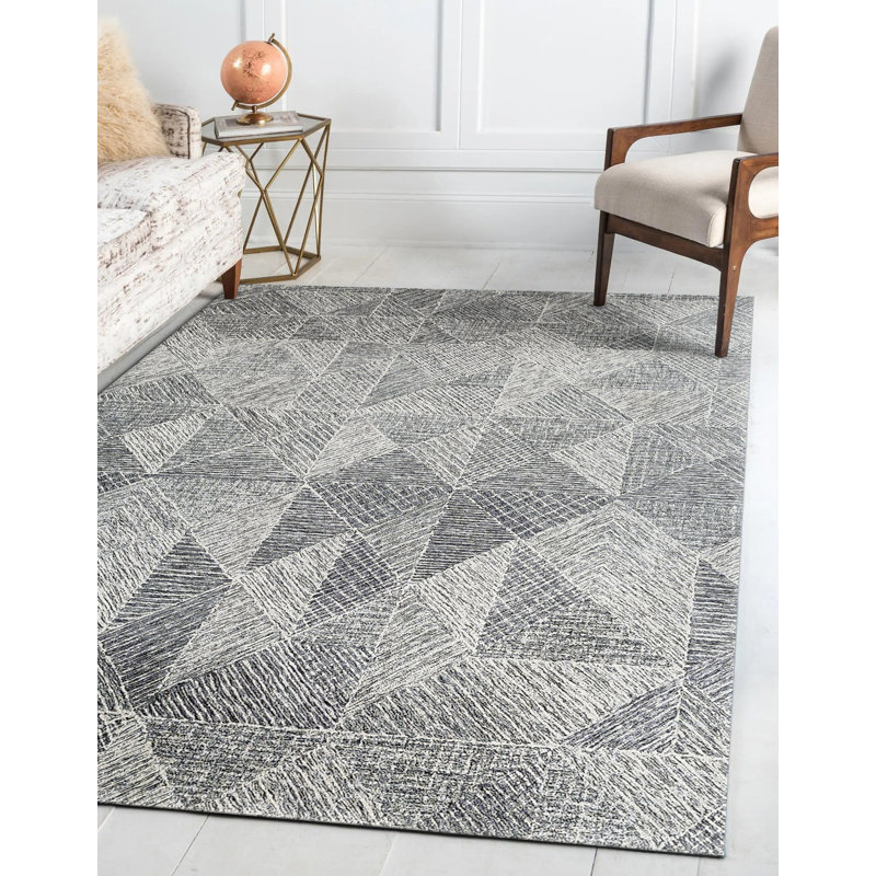 Caprice Wool Geometric Area Rug, Rectangle 10' x 14', Light Blue/Ivory