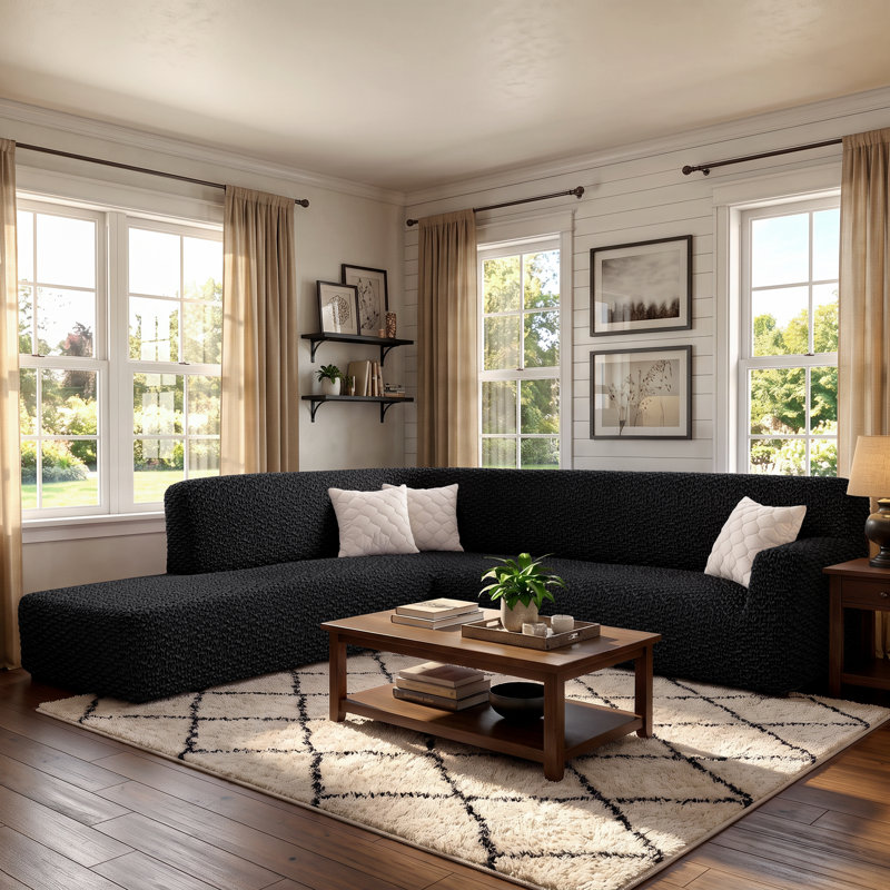Housse pour canapé modulaire Snug Fit Snug Fit, Left-Facing Chaise, Black
