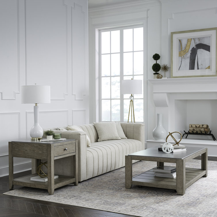  Shimeck 3 Piece Living Room Table Set w/ Casters & Two End Tables