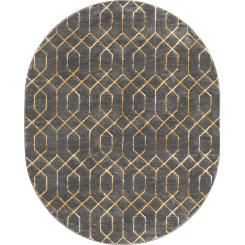 Geometric Area Rug, Oval 238.8 cm x 304.8 cm