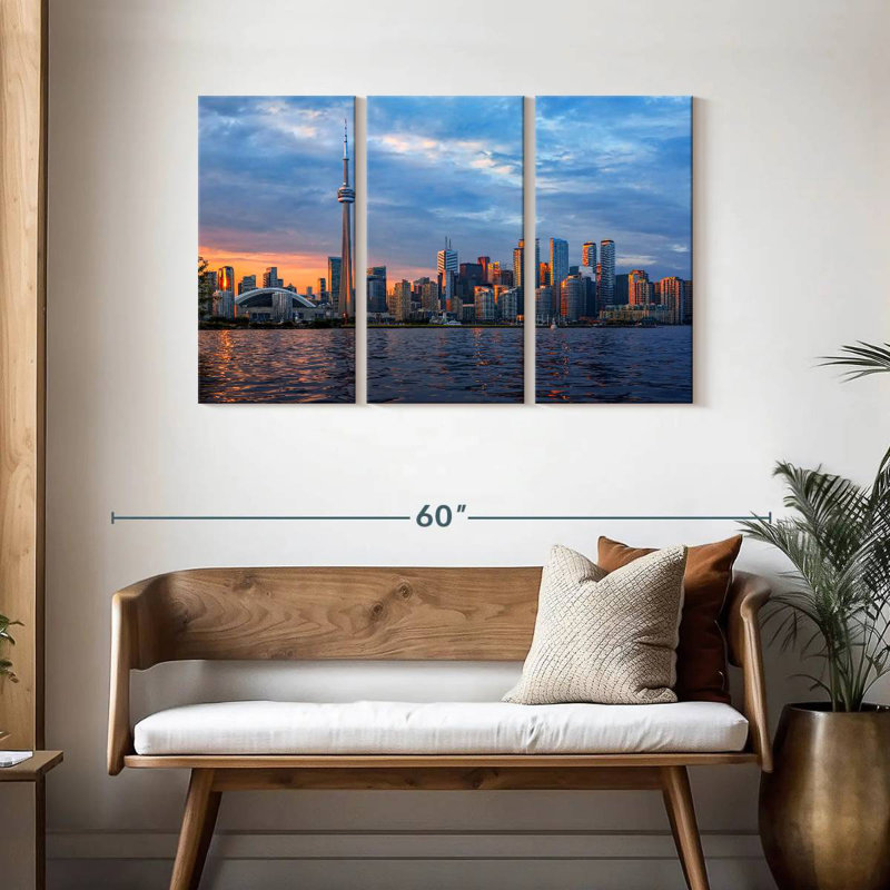 Sébbie, horizon de Toronto au coucher du soleil, H 28 po x l 45 po