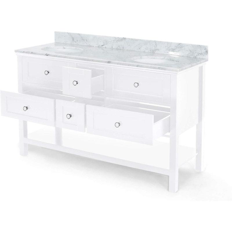 Dewie 61'' Double Bathroom Vanity with Marble Top