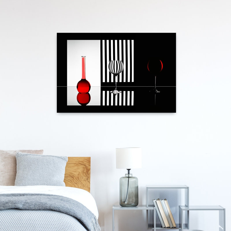 Reproduction d'art géométrique abstraite rouge, H 24 po x l 36 po