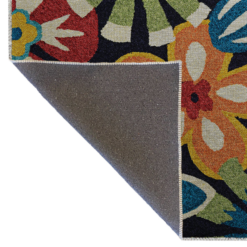 Tapis décoratif moderne multicolore à motif floral, Rectangle 5 pi 1,02 po x 7 pi 6,55 po