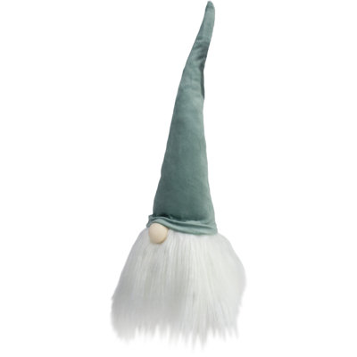 15" Green and White Gnome Head Christmas Tabletop Decor
