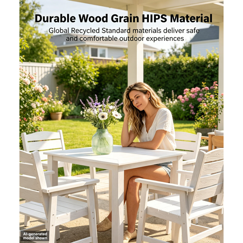 Table de patio pour l'extérieur Table de salle à manger pour patio en bois imperméable et facile à nettoyer résistante à la rouille