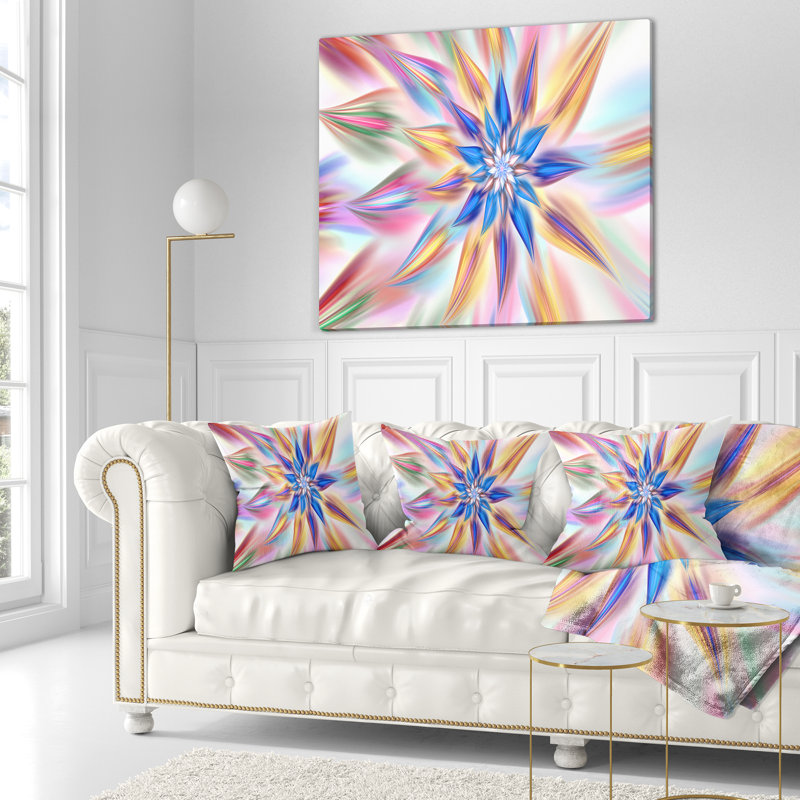Danse exotique de pétales multicolores - Coussin imprimé floral, 16 po x 1 po, Jaune, Coussin décoratif