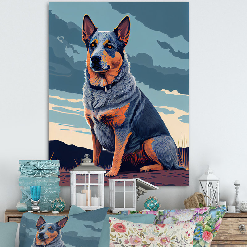 Portrait de chien brun et blag - reproduction sur toile, L 16 po x H 32 po, Toile tendue