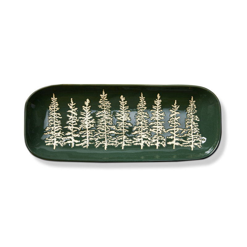 Plateau de service rectangulaire en pin vert foncé Irene Wilde