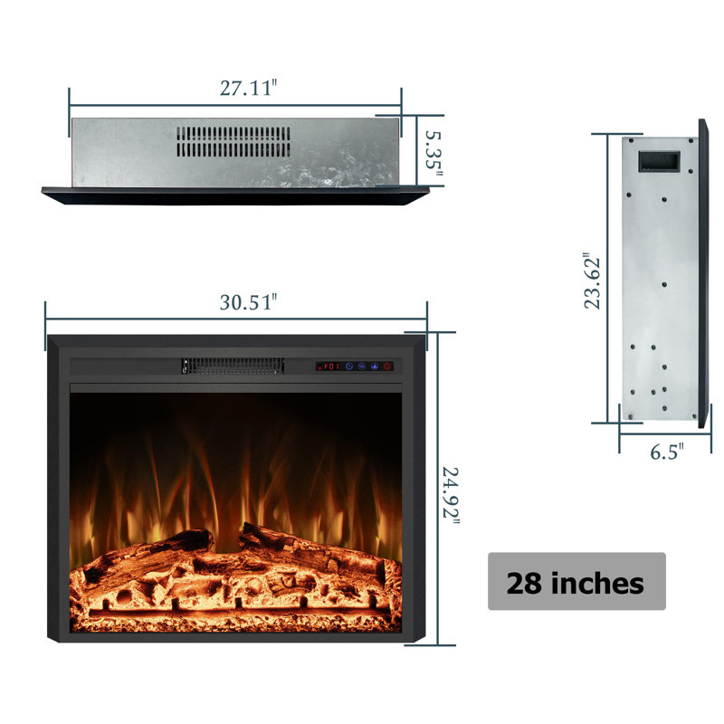 Electric Fireplace Inserts With Adjustable Flame Colors, Touch Screen & Remote, Recessed Wall Mounted, 750/1500w, Timer