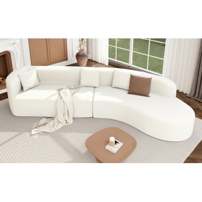 U_Style Modern Large 2-Piece Sectional Sofa With 3 Pillows,For Living Room, Bedroom