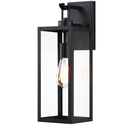 Schlesinger Black Steel Wall Light with High-transparency Glass